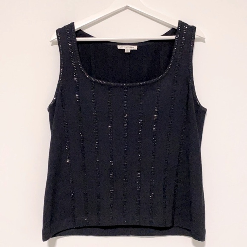 St. John black sleeveless knit top size M